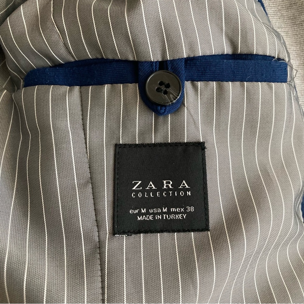 Zara Collection Gray Pinstripe One Button Blazer - Picture 7 of 8